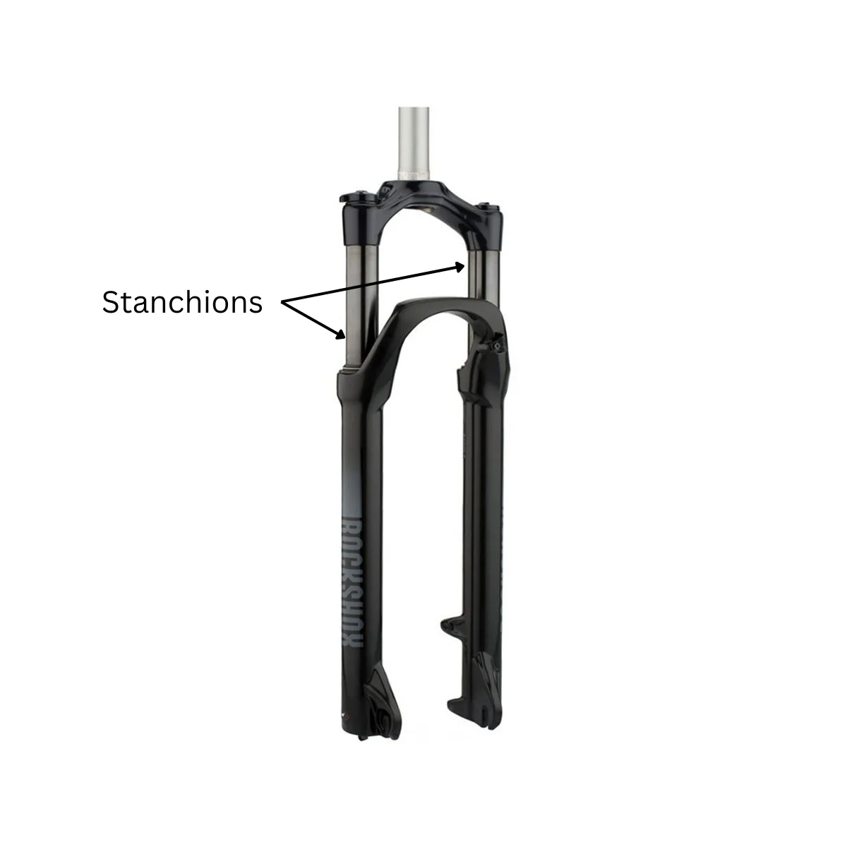 Diagram identifying the stanchions on a suspension fork